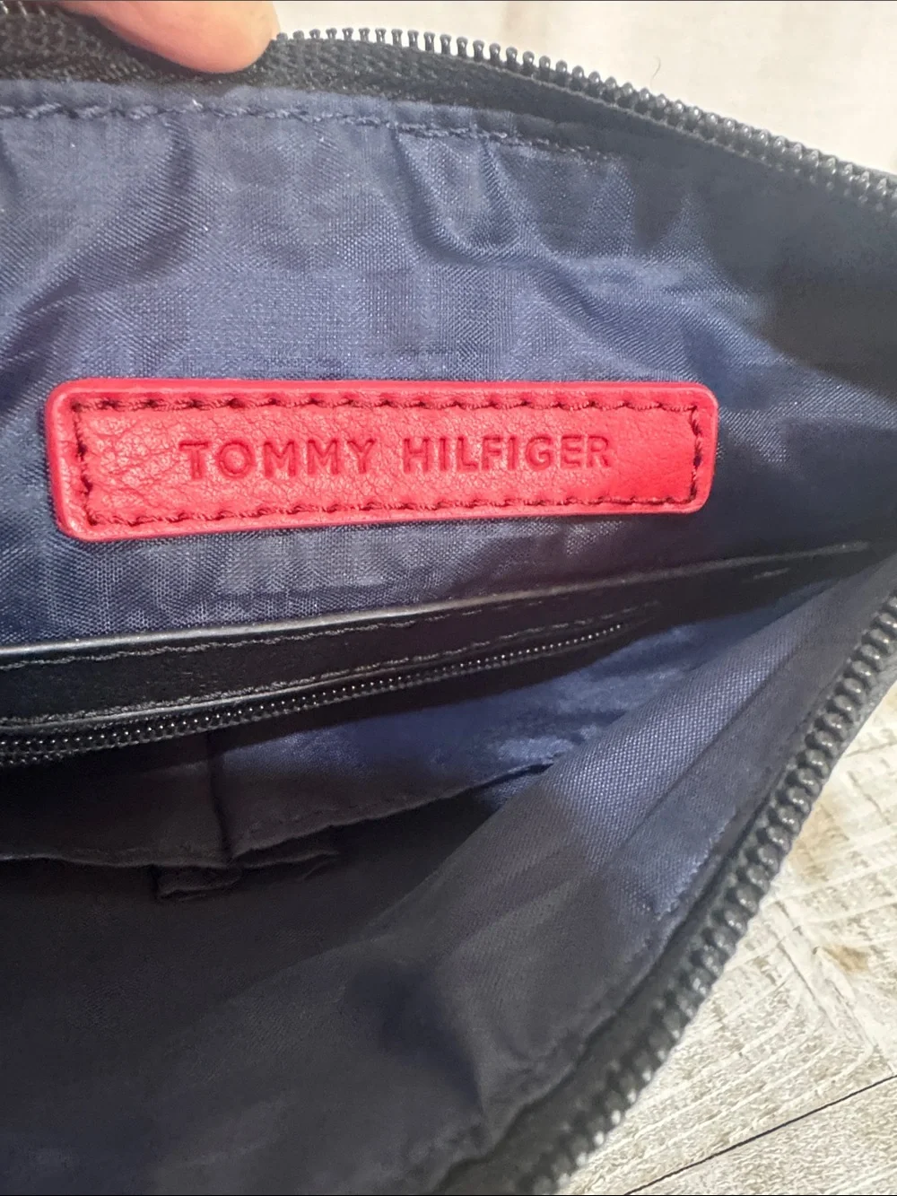 Tommy Hilfiger Black Logo Jacquard Crossbody Bag Turn Lock Adjustable Strap